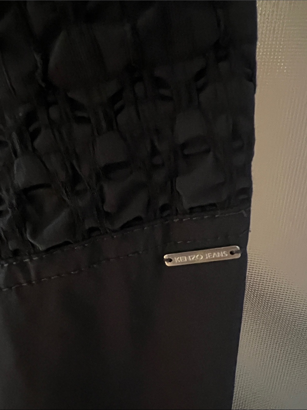 Kenzo Jeans 90’s Minimalist Black Dress Popcorn Texture Asymmetrical Waist 38 - Picture 7 of 9